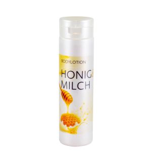 Honig + Milch Bodylotion in schimmernder Flasche mit Klappdeckel