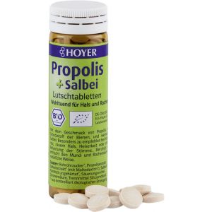 Propolis und Salbei Lutschtabletten in einer Tablettendose