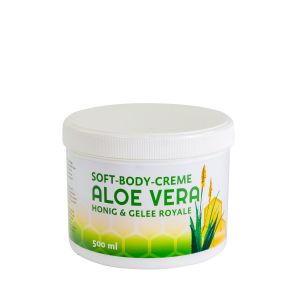 Soft Body Creme mit Aloe Vera, Honig und Gelee Royale in einer weißen Dose